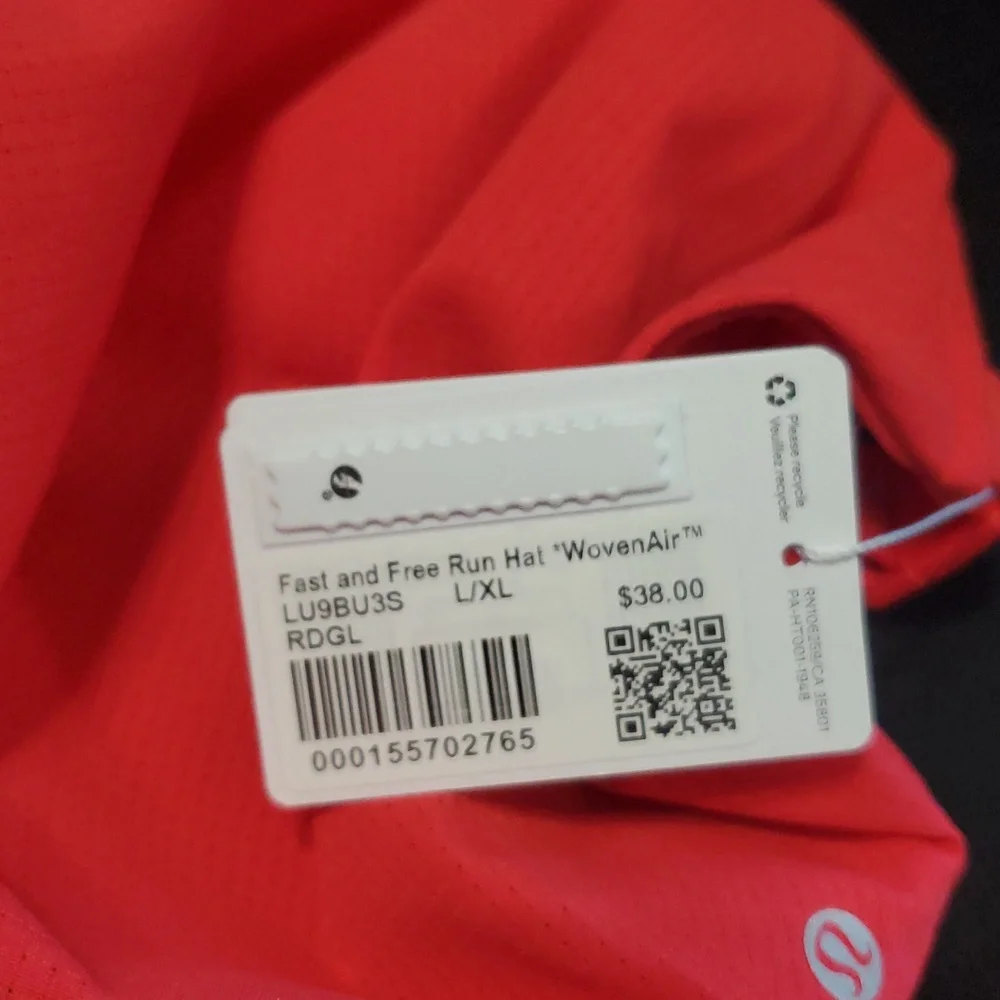 NWT Lululemon Fast And Free WovenAir Red Glow Running Hat Sz L/Xl